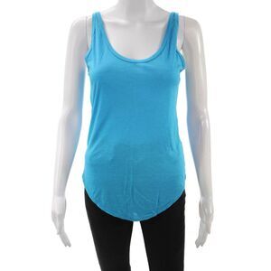 Helmut Womens Basic Sleeveless Tank Blue Round Neck Micro Modal Petite Size S